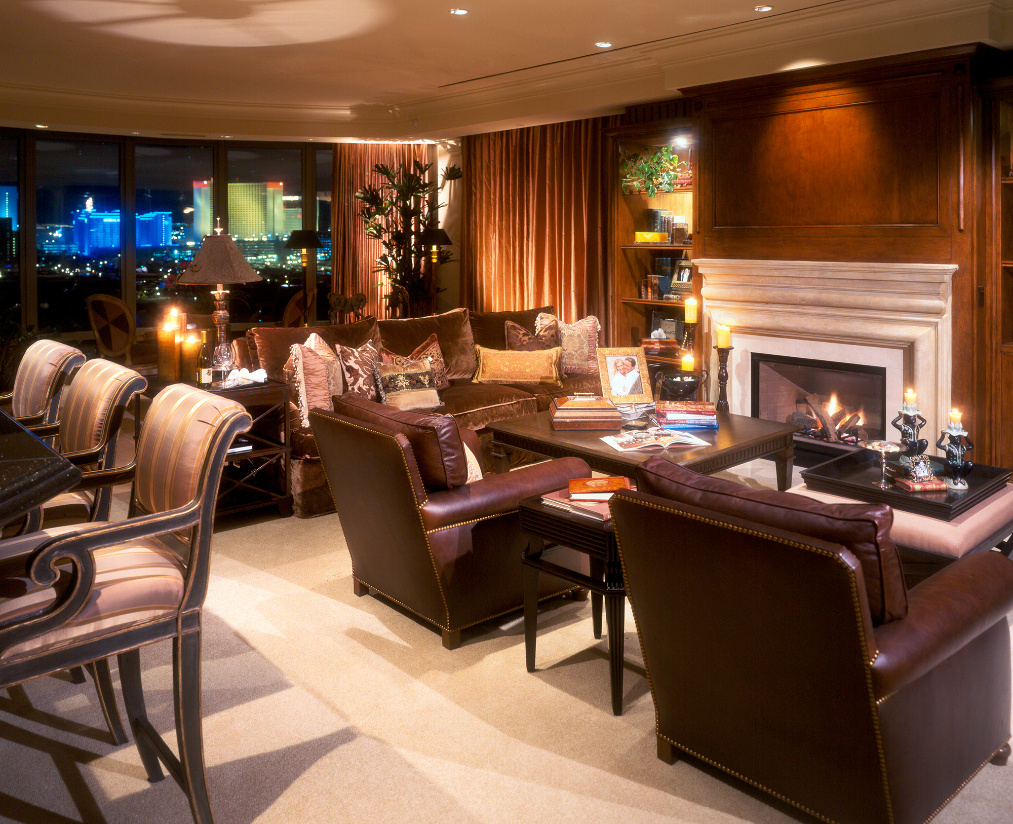 Custom Home - Private Residence At Park Towers Living Room Fireplace