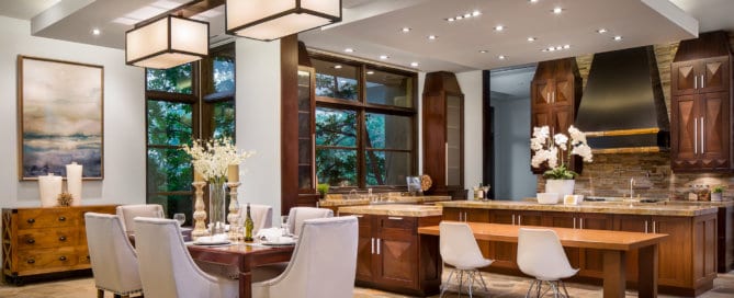 Custom Home and Pool House at The Ridges Kitchen and Dining Area